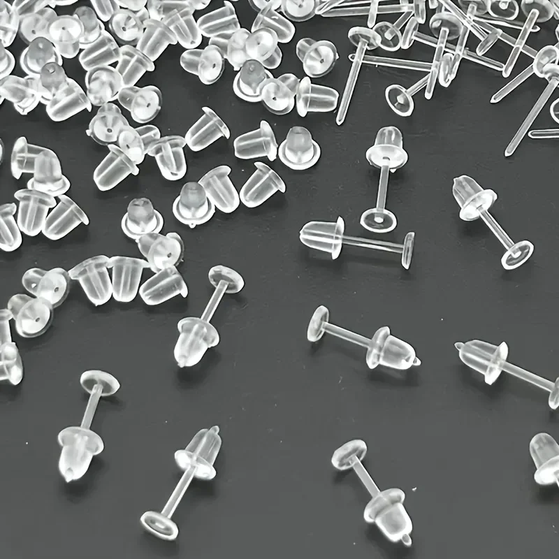 100pcs Earrings Clear Plastic Earring Studs Mini Anti Allergic Simple Resin Stud Earring for Ear Infection New Piercing Ear DIY