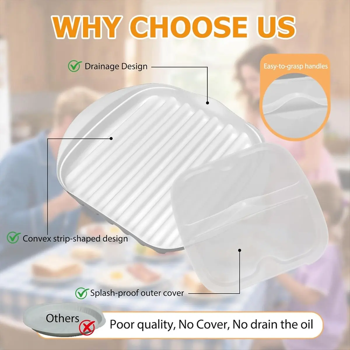 ถาดไมโครเวฟสำหรับทำเบคอน ABFW พร้อมฝาปิด, เครื่องทำเบคอนพลาสติกสำหรับเตาไมโครเวฟ, เครื่องทำเบคอนในไมโครเวฟพร้อมฝาปิด, สำหรับทำเบคอน