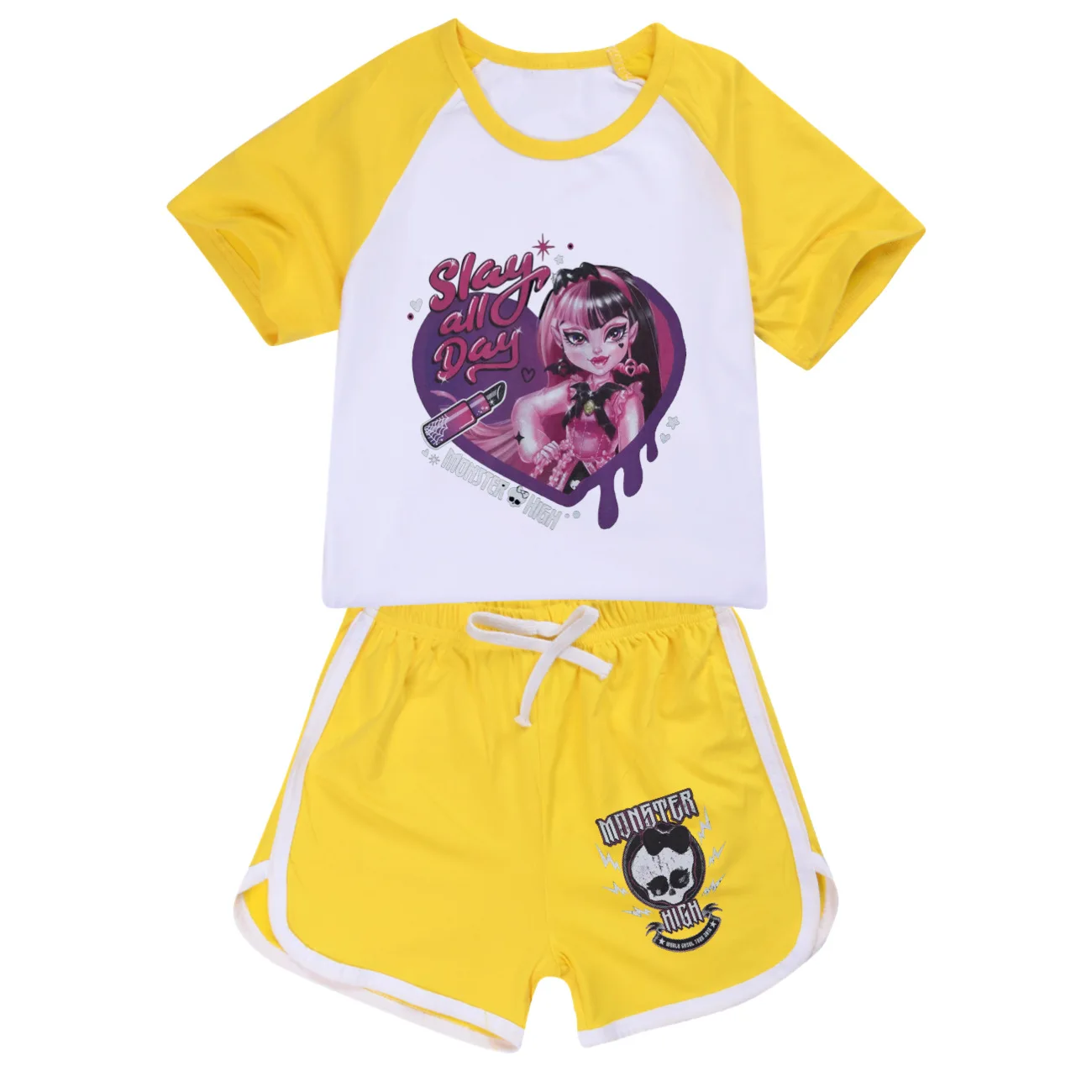 Monster High Toddler Boy Clothes pigiama estivo Cartoon Cotton maglietta a maniche corte + pantaloncini Costume Girls Sportswear Set