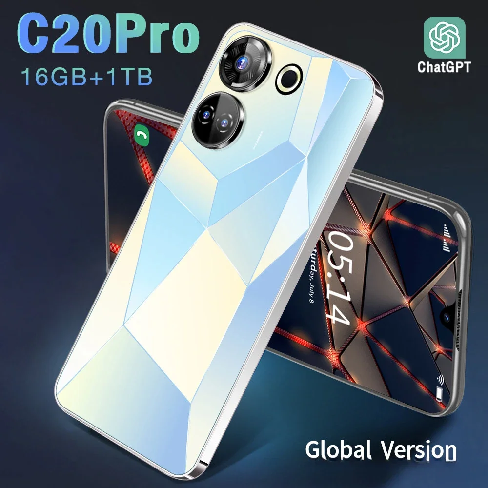 حار بيع جديد C20Pro 7.3 بوصة HD شاشة 16 + 1T أندرويد الذكية التجارة الخارجية الهاتف الذكي الهواتف الرخيصة S22 S23 الترا