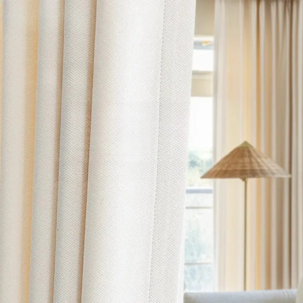 

Customized Cream White Jacquard Thickened Chenille Shading Curtains for Living Room Bedroom French Window Balcony Window