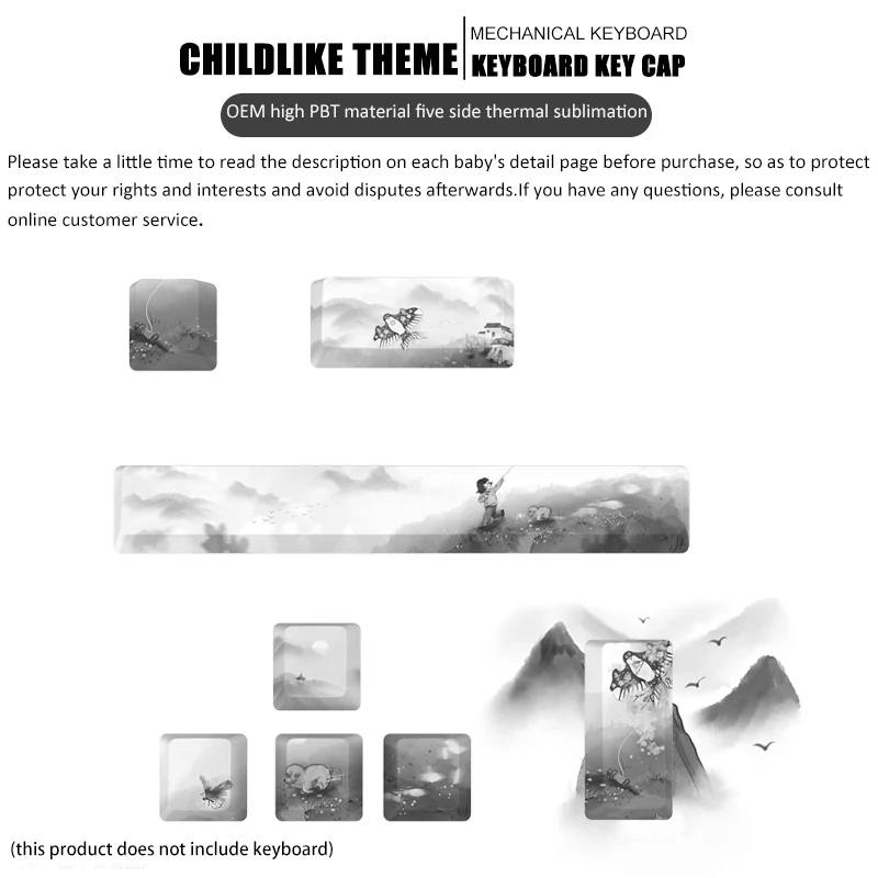 

8-Key Fun Diy Personalized Keycap Accessories Customizable Afion Mechanical Keyboard Keycap Five Sided Sublimation Pbt
