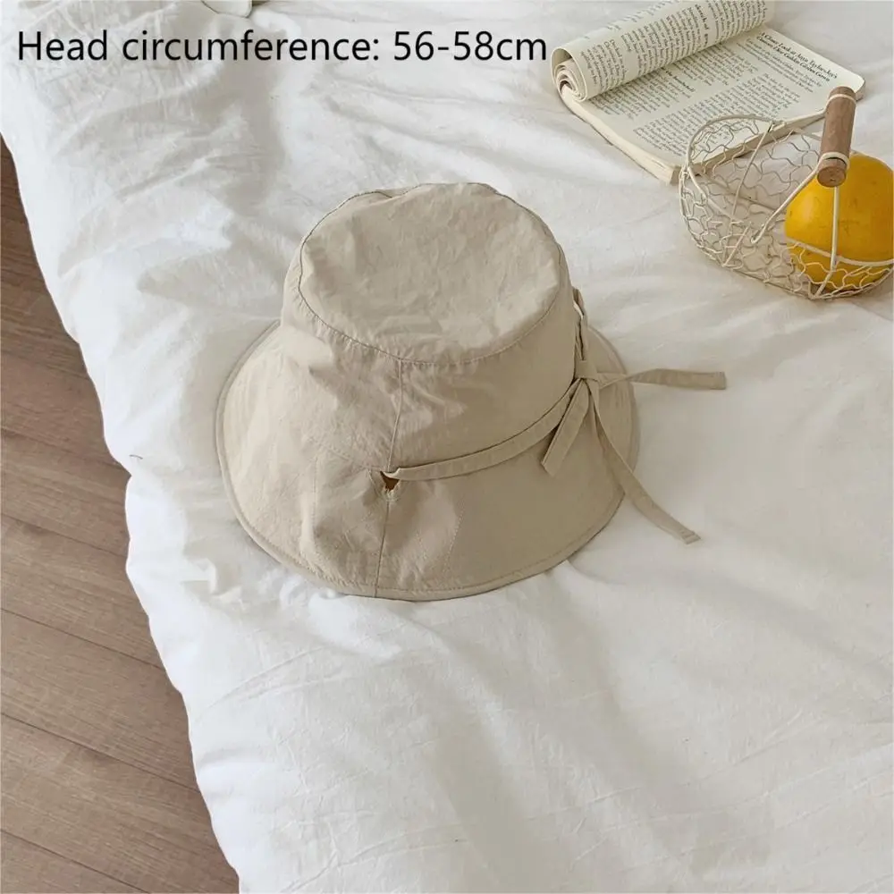 Lace-up Fisherman Hat Summer Light Thin Casual Outdoor Windbreak Rope Sunshade Basin Hat Ins Sunscreen Hat