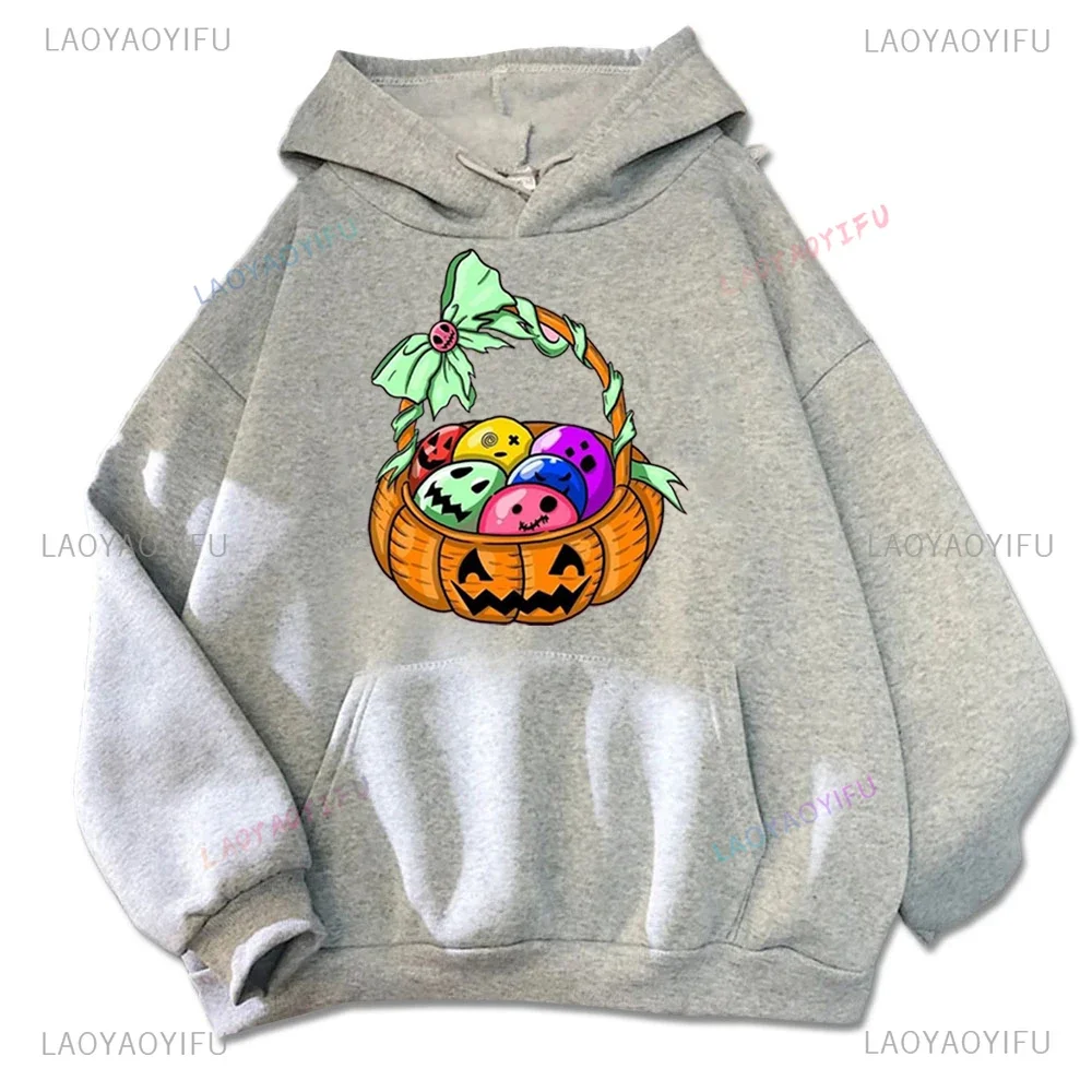 Vegetable Basket Pumpkin Skull Hoodie Halloween Happy Sweatshirt Men and Women Pullovers Hooded Men and Women Costumes Street