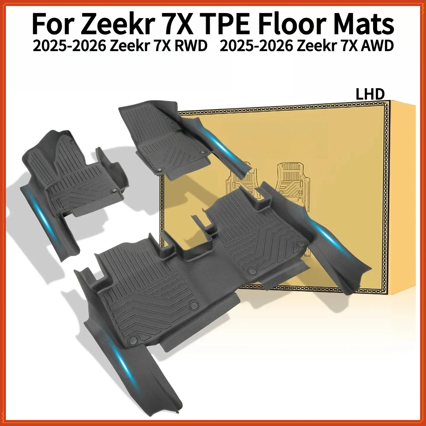 5D TPE Floor Mats For Zeekr 7X AWD/RWD 2025-2026 LHD Waterproof Custom Fit All-Weather Full Coverage Accessories