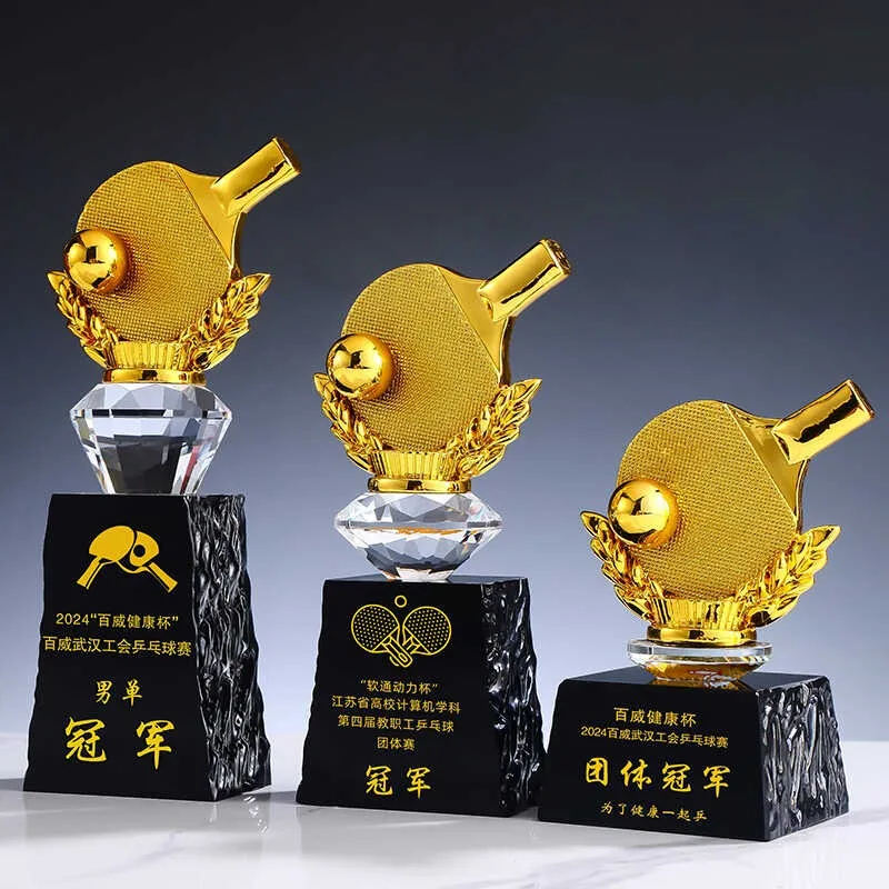 Table tennis trophy customized competition prize Souvenir Gold Medal Men's and women's singles and doubles champions team event