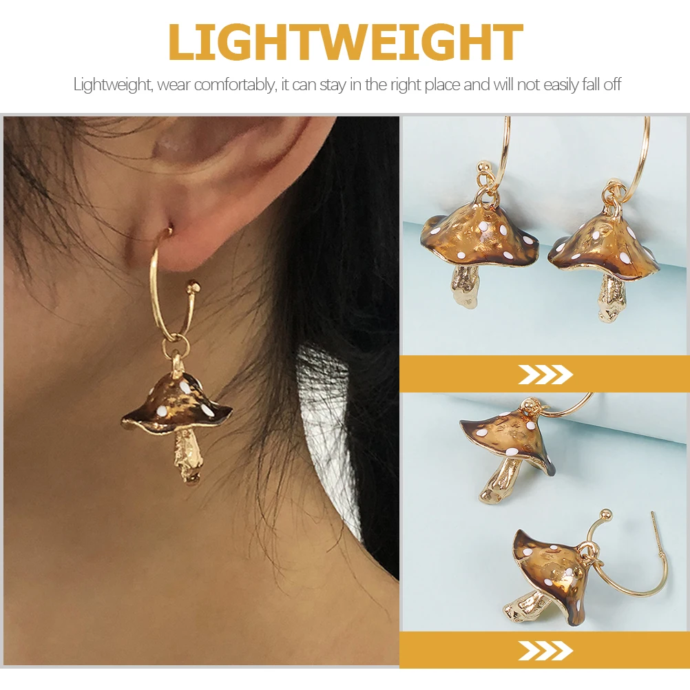 1 زوج أقراط الفطر للنساء استرخى قطرة الجنية الجمالية مجوهرات الأزياء خفيفة الوزن مريحة بيان الأقراط #2