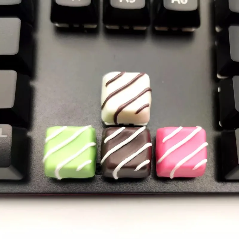 Schattige Kleurrijke Chocolade Gepersonaliseerde Sleutel Caps Hars Handgemaakte Aangepaste Mx Switch Keycaps Voor Mechanische Toetsenbord Accessoires Geschenken