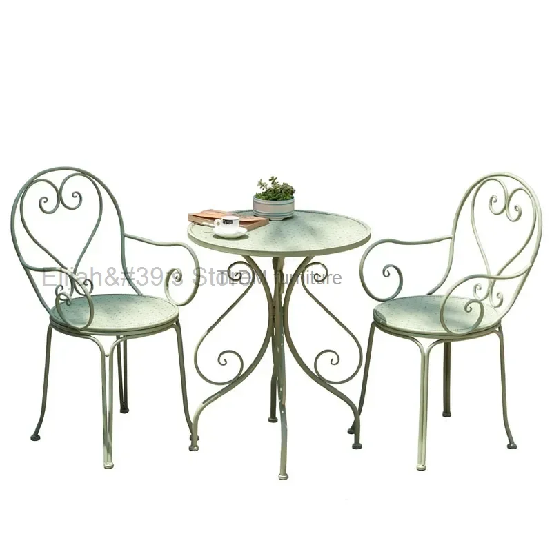 

European Retro Iron Garden Furniture Sets Outdoor Courtyard Garden Balcony Table and Chair Set cafe Dining Table and Chairs Z