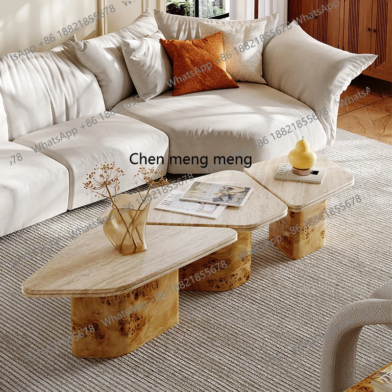 

Retro, coffee table living room home marble tea table, creative high-end stone table combination