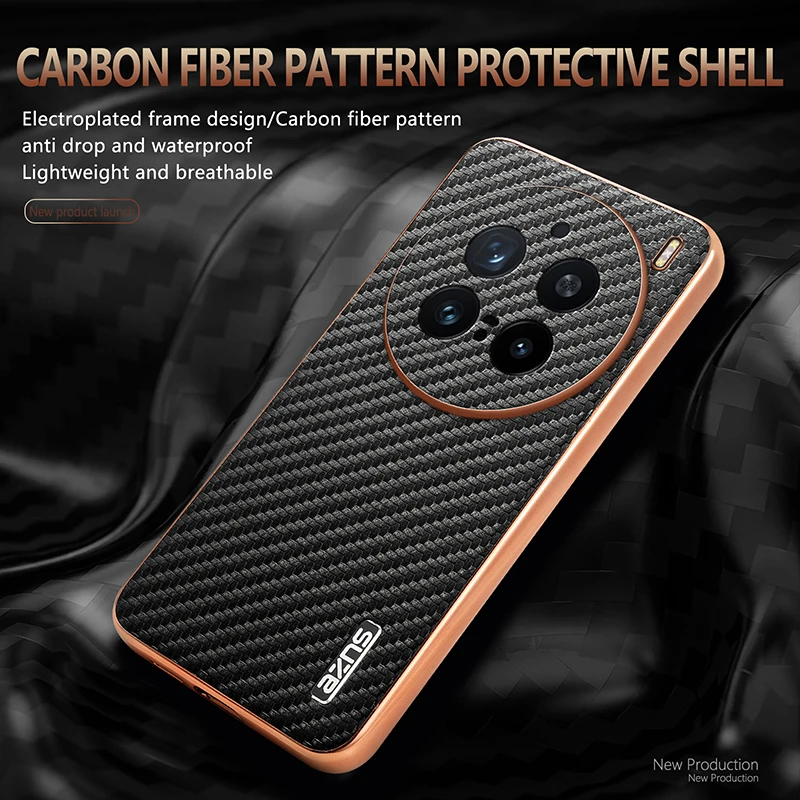 Carbon fiber+electroplated frame Back Cover For vivo X200 Pro V2413 Fall prevention Phone Case For vivo X200 V2415A, V2405A