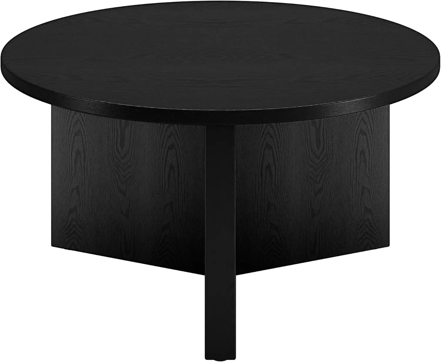 

32-Inch Round Wood Pedestal Coffee Table for Living Room, Office, or Apartment in Black Grain Finish