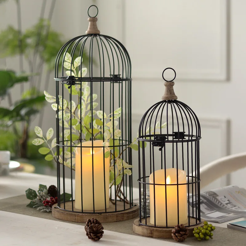 

Floor-to-ceiling Cage Candle Holder Lantern Home Decoration Black Iron Wire Metal Wedding Decorations Candle Stand