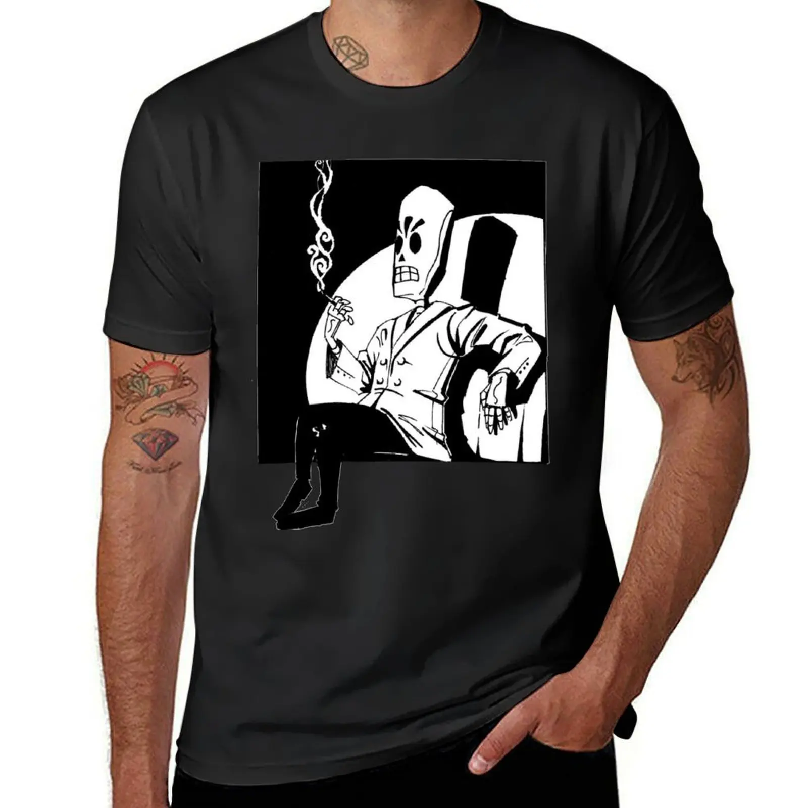 Grim Fandango футболка под заказ винтажные возвышенные черные футболки для мужчин