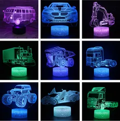 Cool Supra Car Anime 3D LED Nightlights Truck Lamp Colorful Changing Night Lights Table Lamp Home Decoration Birthday Gifts