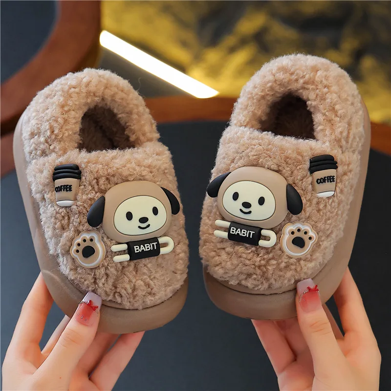 Thicken Warm Long Plush Slippers for Kids Winter 2026 Chunky Platform Fluffy Furry Fur Slippers Girls Boys Indoor Shoes - view 2