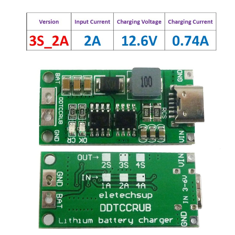 Multi-Cell 2S 3S 4S Type-C To 8.4V 12.6V 16.8V Step-Up Boost LiPo Polymer Li-Ion Charger 7.4V 11.1V 14.8V 18650 Lithium Battery