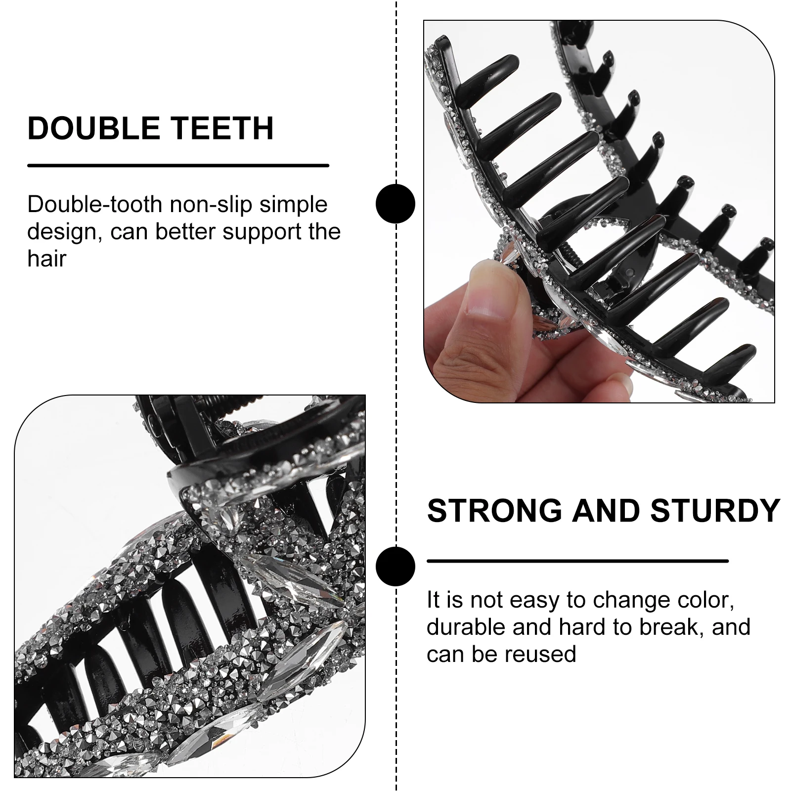 

Rhinestone Hair Claw Clip Strong Hold Jaw Barrette Non-Slip Grip For Women Wedding Party Bath Use Hair Accessory Claw Clip
