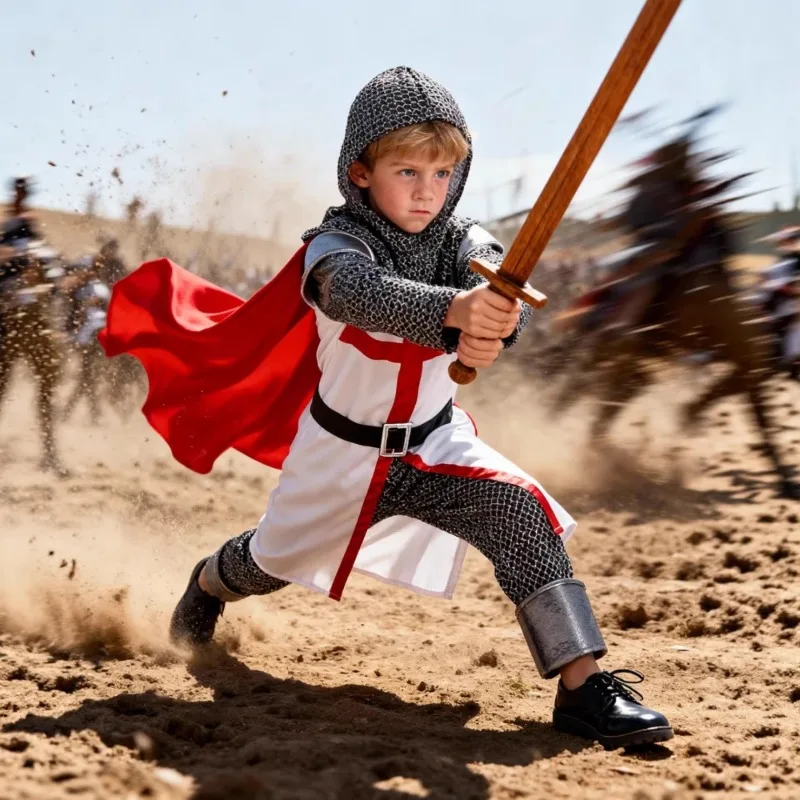 

Crusader Knight Cosplay Europe Medieval Costume Castle Adventure Clothes Role Play Outfit for Men Theme Party
