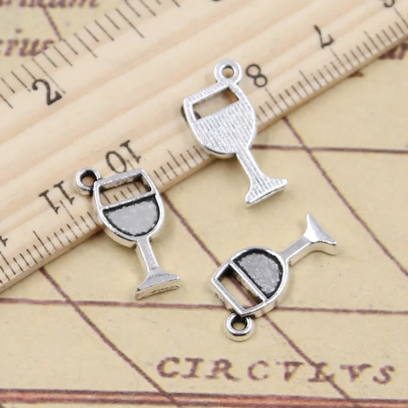 50pcs Charms Wineglass Wine Glass 18x9mm Tibetan Silver Color Pendants Antique Jewelry Making DIY Handmade Craft