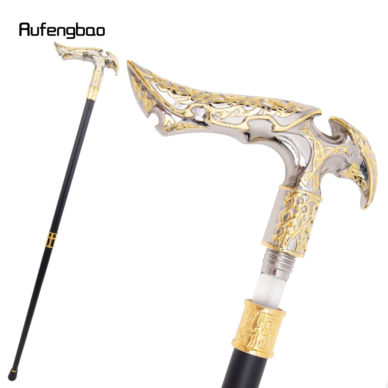 Golden White Luxury Curve Flower Walking Stick with Hidden Plate Self Defense Fashion Cane Plate Cosplay Crosier Stick 92cm