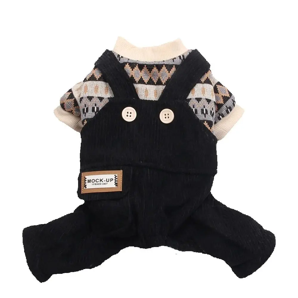 New Dog Jumpsuit Hoodie Knited Sweater&Corduroy Trousers Pet Autumn Coat Jaket Puppy Overalls