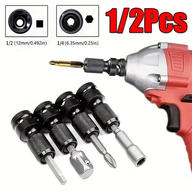 1/2 Quadrato A 1/4 Manicotto A Cricchetto Esagonale Chiave A Impatto Manicotto Set Adattatore Chiave Convertitore di Azionamento Accessori Strumento A Sgancio Rapido
