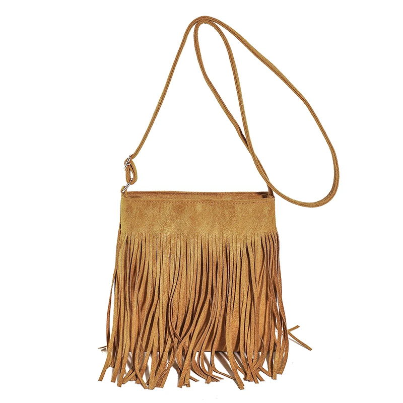 Ladies Tassels Crossbody Bag Boho Scrub Leather Single Shoulder Bag With Fringed Leisure Sense Daily Working Travel Tote Pouch