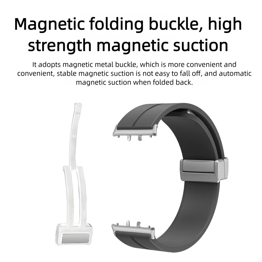 حزام ساعة مغناطيسي قابل للطي 18 ملم لهاتف سامسونج جالاكسي Fit3 سريع الإصدار من السيليكون الناعم قابل للتنفس حزام ساعة رياضي ذكي للرجال والنساء