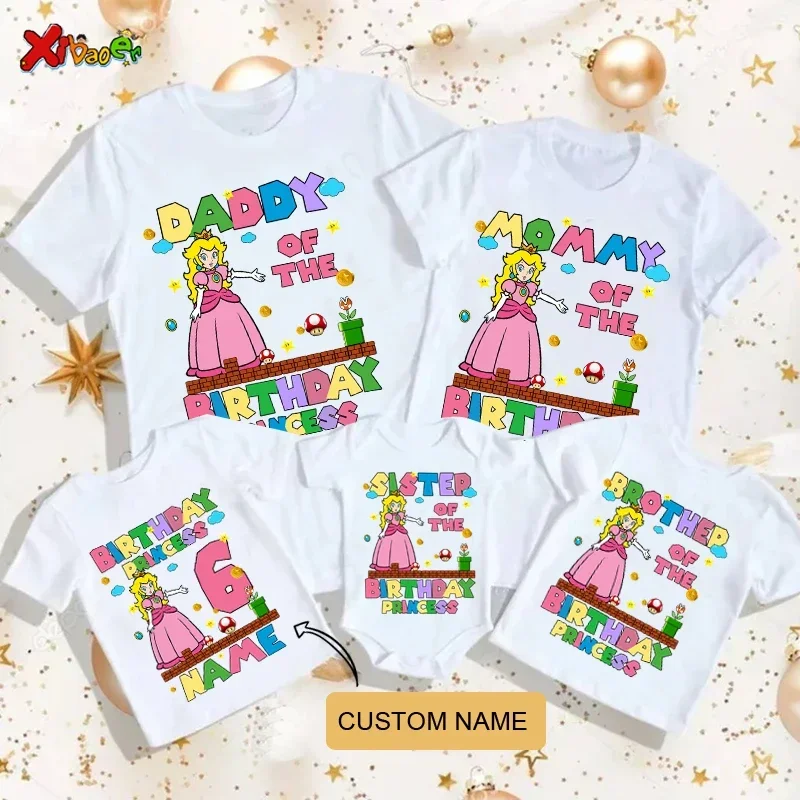 

Girls Birthday Shirt Princess Family Matching Outfits Party Custom Name Girl T Shirt Toddler Baby T-shirt Family Look 5 3 Years