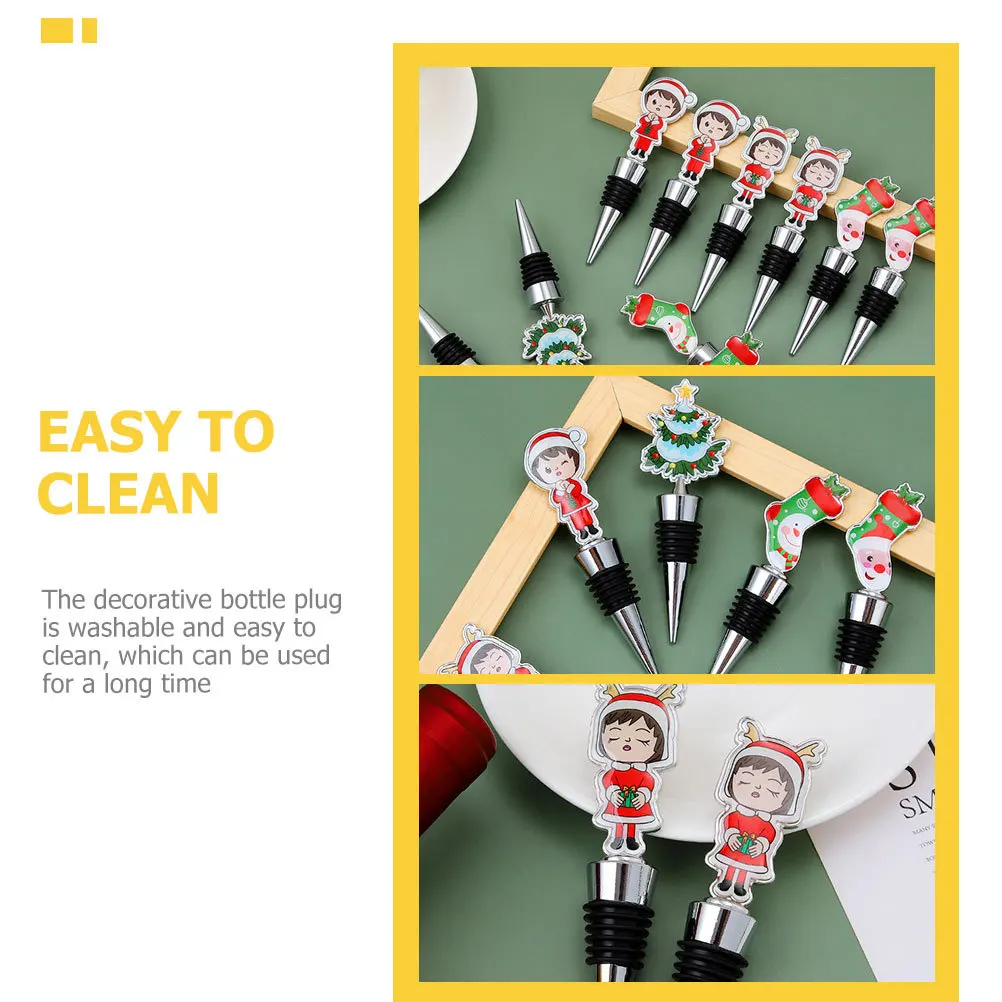 

NOLITOY 4 шт., рождественские пробки для вина, многоразовая вакуумная пробка для бутылок, ПВХ, портативная винная заставка, товары для домашних вечеринок