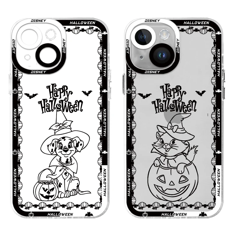 Disney Halloween dalmata Marie Cat custodia trasparente per telefono per Apple iPhone 16 15 pro max 14 13 12 Mini 11 XS XR X 7 8 plus Cover