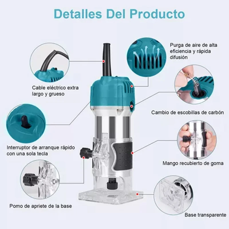 110V/220V 800W 1700W Trimming Power Electric Woodworking Handheld Tool Mini Hand Wood Palm Router Machine Trimmer