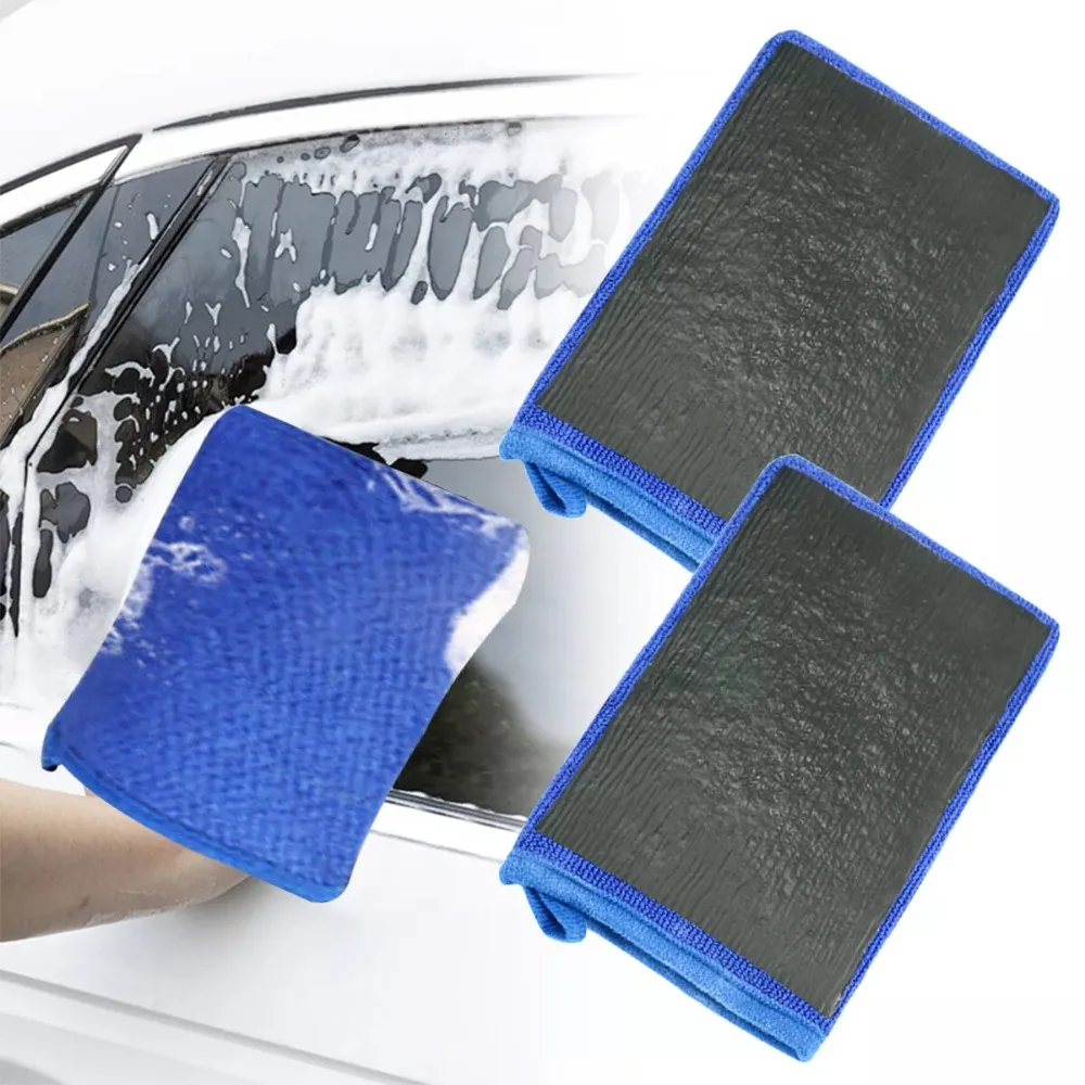 2Pcs New Blue Magic Clay Mitt Glove Microfiber Polish Clay Bar Detailing Glove Thicken Stain Removal Cloth Car Wash Glove