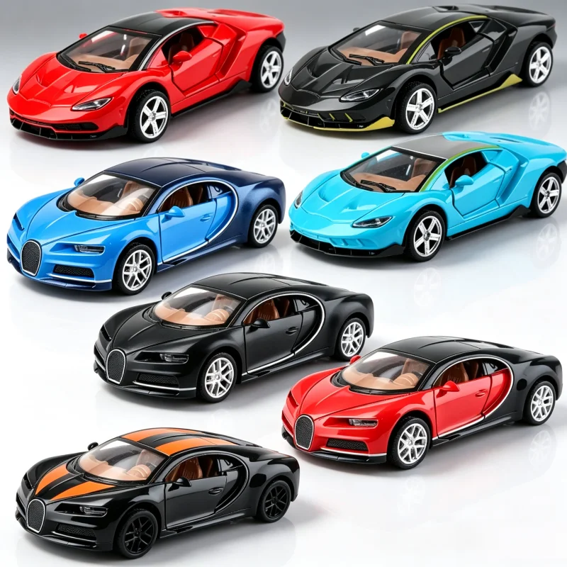 Bag of 1/36 Alloy Sports Car Model Set, Die-Casting Supercar Toy, Returnable Opening Door, Gift Version Collectible Car Toy