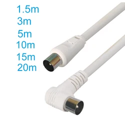 5M 3M 1.5M RF RG6 Quad Shield CL2 Coaxial Antenna Satellite Cable with TV 90 Degree Right Angel Male to Straight Male Connector