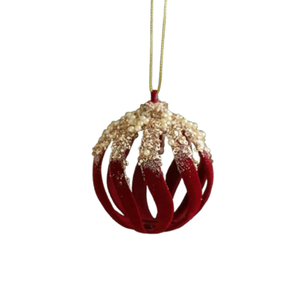 

8cm Velvet Christmas Ball Pendant Flocked Glitter Christmas Hanging Balls Set Shatterproof Reusable Xmas Tree Ornaments