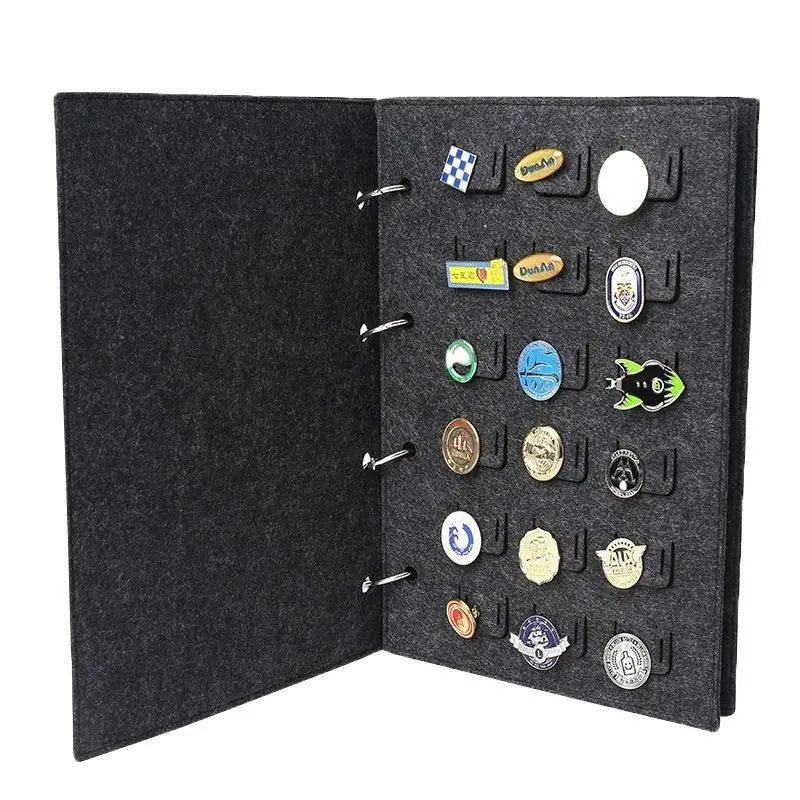 1Set Felt Pin Brooch Display Storage Book Metal badge Chest Holder Box Pennant Brooch Storage School Badge Brooch Pin Organizer