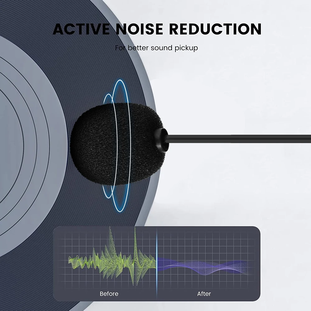 Mini microfono clip-on cablato da 3,5 mm per laptop, telefono, tablet, PC, registrazione, altoparlante, microfono lavalier portatile con riduzione del rumore