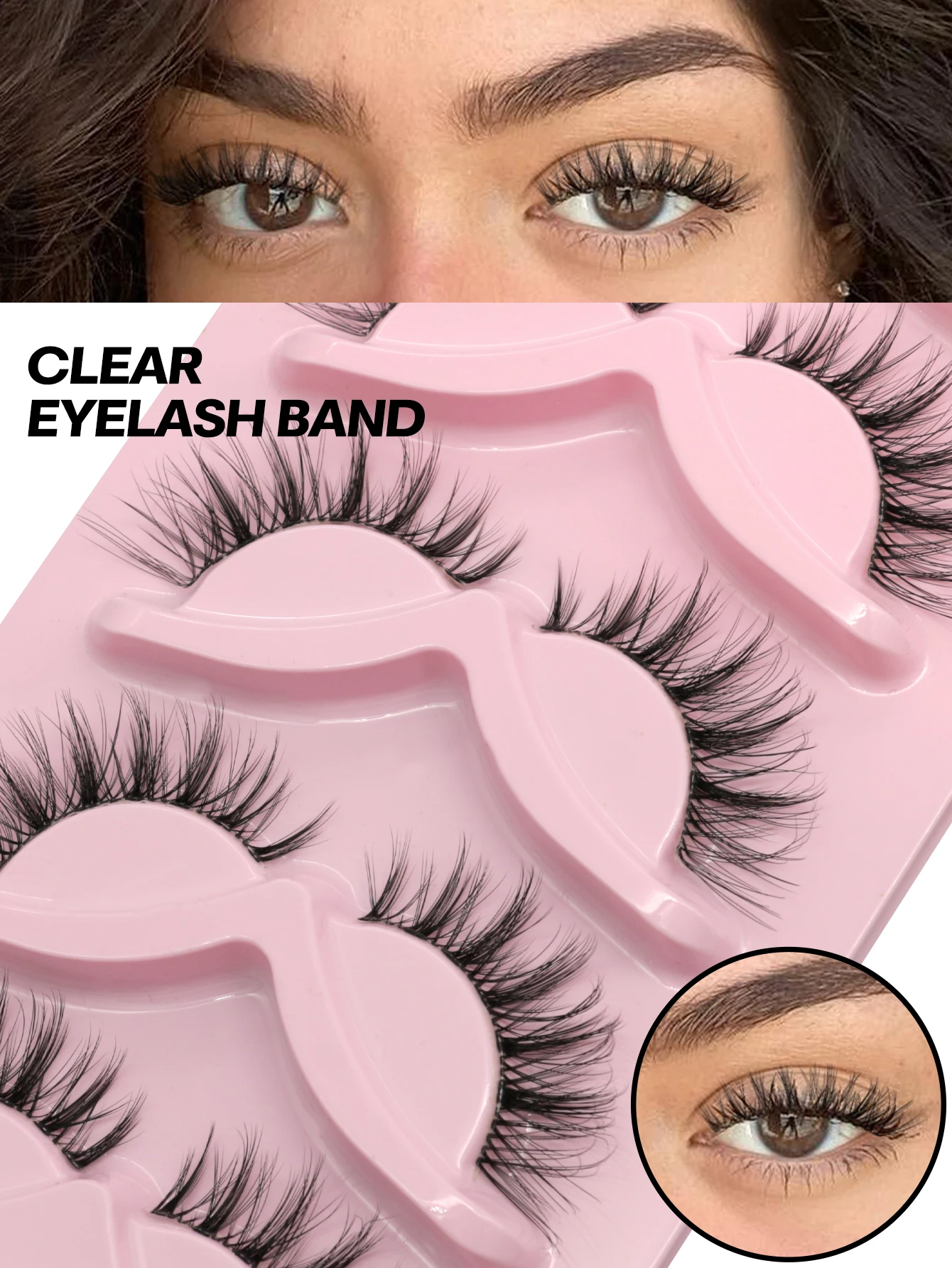 Veltrinay Cat Eyelashes Manga Lashes Fox Eye False Eyelashes Natural Look Faux Mink Lashes Wispy Clear Band Spiky Makeup