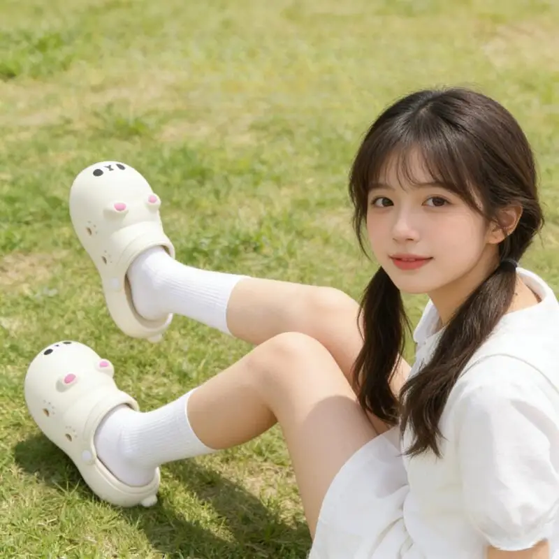 Cute Little Bear Thick Bottom Clogs Shoes Women Summer 2026 Waterproof EVA Lolita Cartoon Slippers Girl's Lovely Garden Shoes - view 4