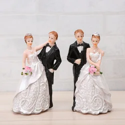 Bride And Groom Figurines Cake Toppers Resin Doll Wedding Cake Topper Figurine Valentine's Day Engagement Decor Anniversary Gift