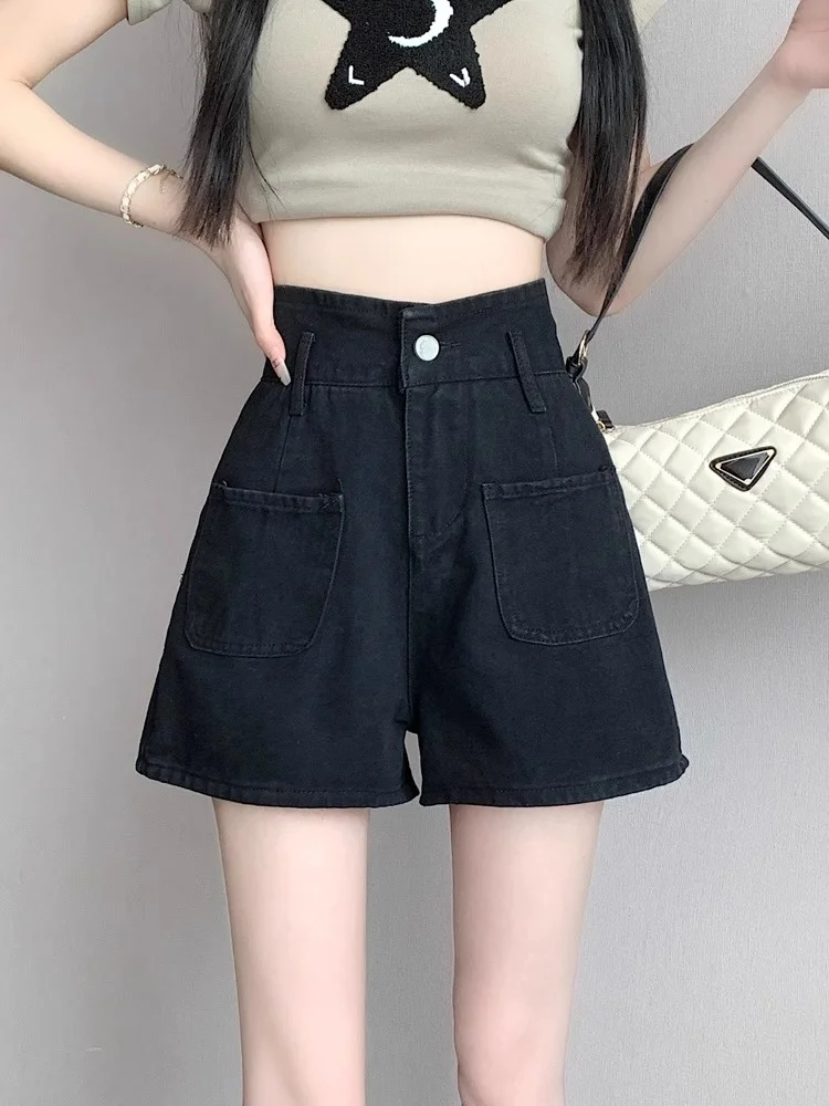 

Джинсовые шорты больших размеров для женщин: новинка осени, хит продаж, стильные, с высокой талией, свободные, А-силуэт, для полных девушек