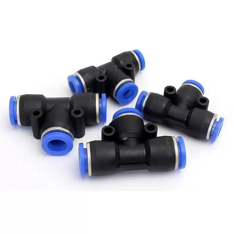 50/100pcs Pneumatic Connectors PE/PEG Type Pneumatic FittingsT Type 3-way for 4mm To 16mm 4-6 6-8 8-10   Quick Air Pneumatic