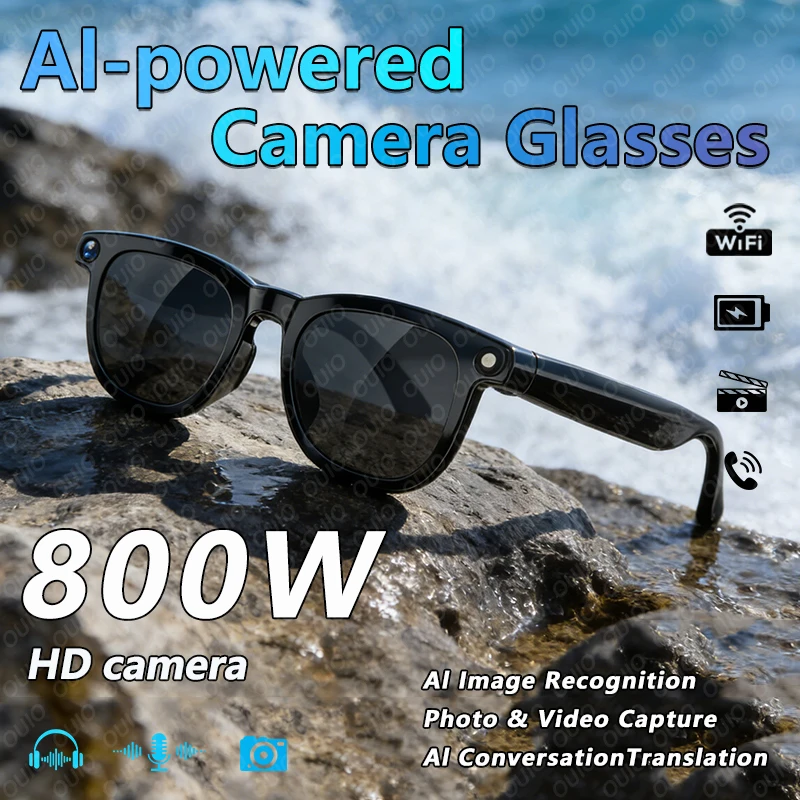 

Новые умные очки с видео 2K высокой четкости, распознаванием изображений AI, записью фото и видео, AI-переводом и функцией голосового общения, умные солнцезащитные очки
