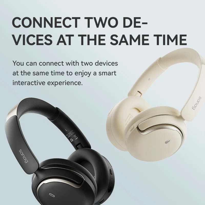 Sanag D50 -48dB ANC Hybrid Active Noise Cancelling Headphones 130H Gaming Earphones Wireless Bluetooth Flash-sale Choice Headset