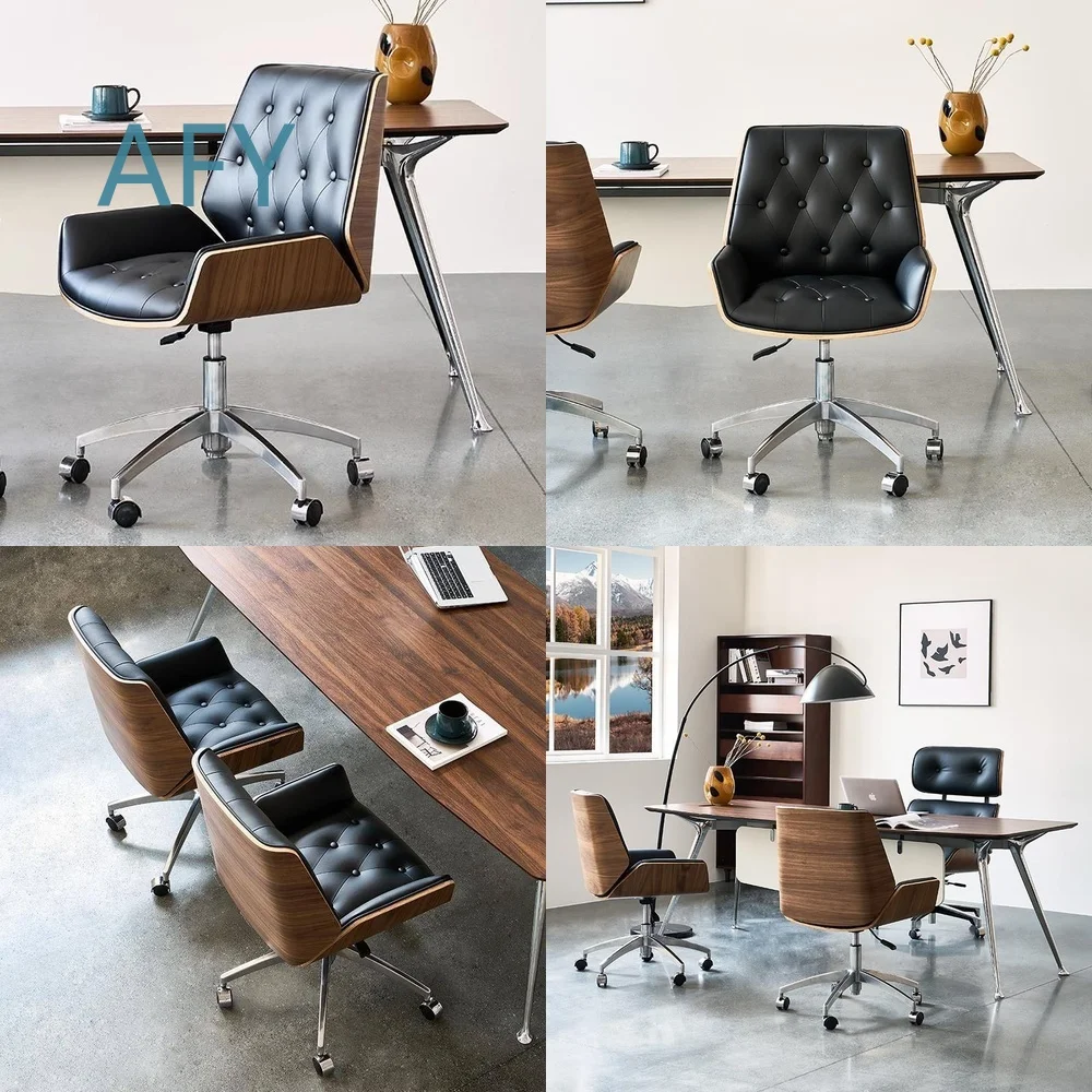 Ergonomic Study Office Chair for Home Computer Desk Comfortable Swivel Seat with Adjustable Height and PU Leather Upholstery