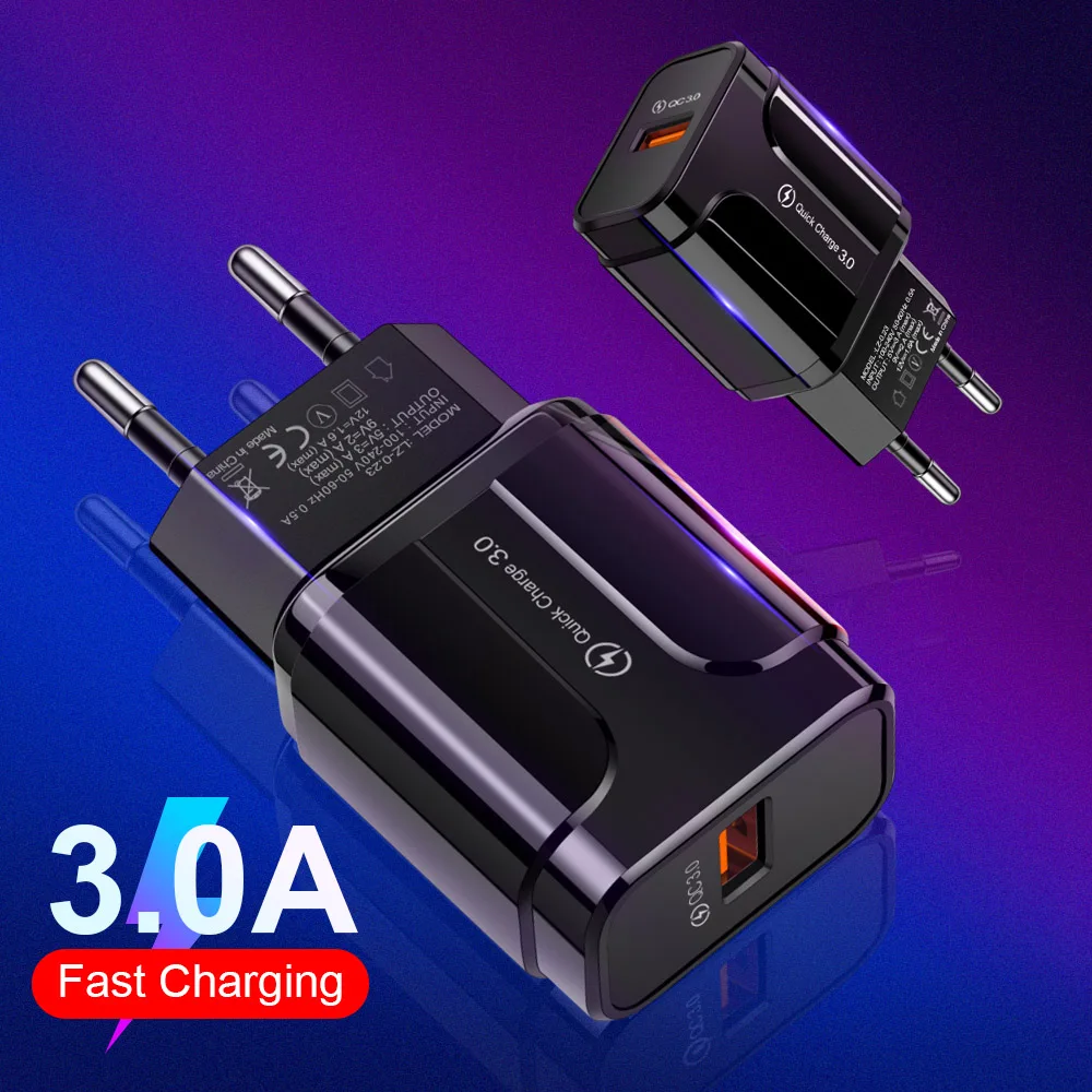 18 W Phone Charger USB Chargers Fast Charging Wall Charger Adaptor Quick Charge For IPhone 10 11 Xiaomi 11 13 Pro Samsung Huawei