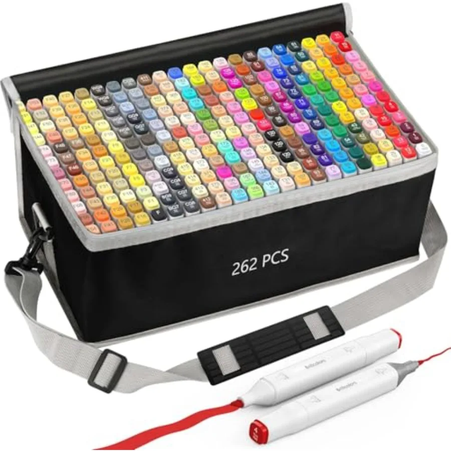 

262 Colors Alcohol Markers Set with Base Dual Tip Drawing Markers for Comics Coloring Sketching Illustration 262 White -Refilla