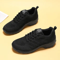 Women's Casual Shoes Breathable Walking Mesh Fabric Lace Up Flat Sports Shoes Women's Tenis Feminino Black Hiking Running Shoes